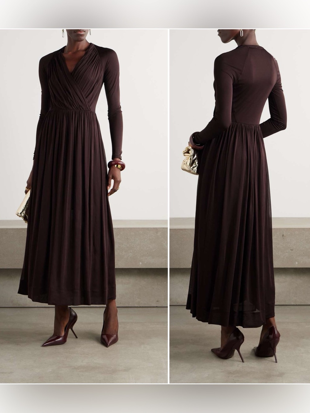 NWT Tory Burch Wrap-effect gathered jersey midi dress 4